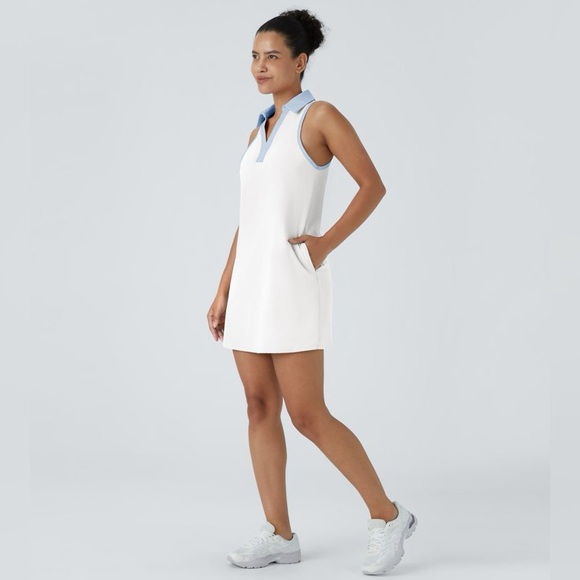 HALARA Dresses & Skirts - HALARA Softlyzero Airy Collar Pocket Color Block 2-Piece Mini Golf Active Dress